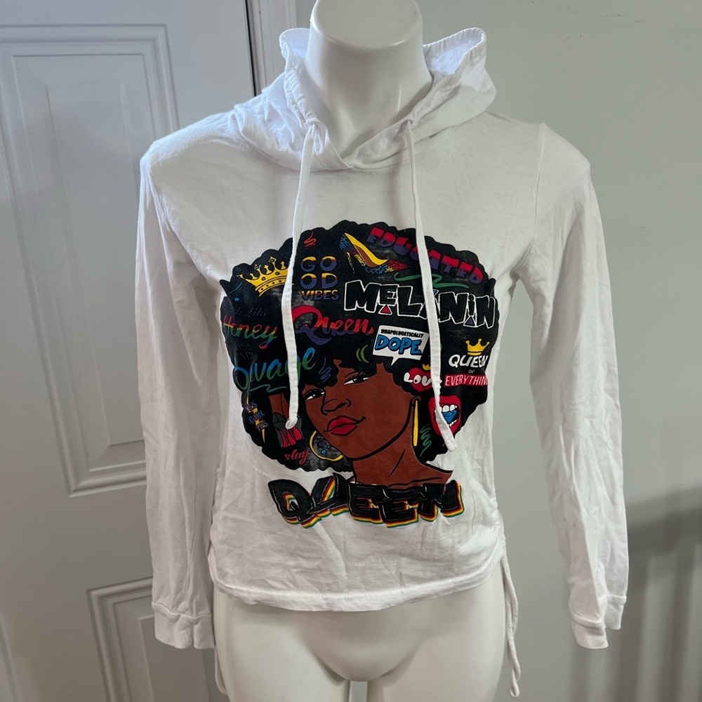 On Fire Queen White Graphic Long Sleeve Tee
